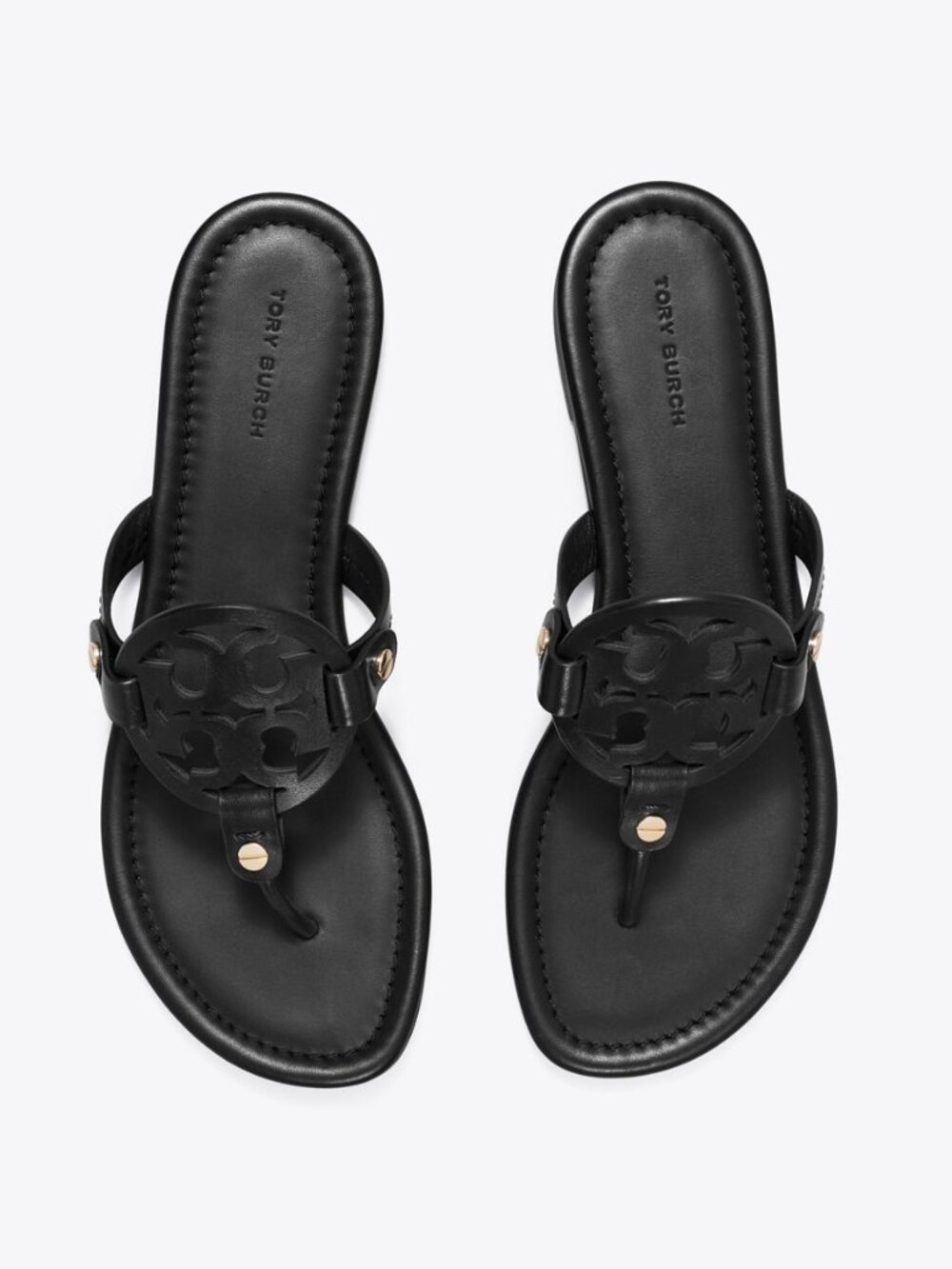 Tory Burch Miller Black Leather Thong Sandals EU 40